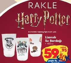 RAKLE HARRY POTTER LİSANSLI SU BARDAĞI 400 CC